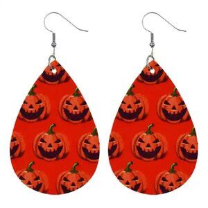 Halloween Double Sided Printed Pumpkin Earrings